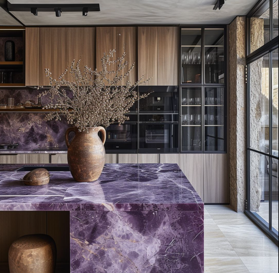 Quartz countertops in purple color